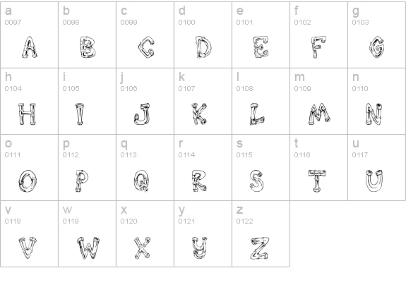 Down the Drain lowercase a-z preview
