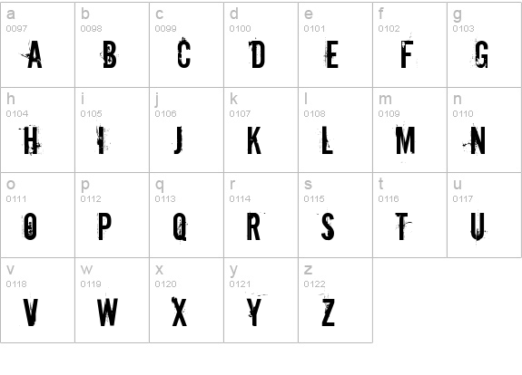 Downcome lowercase a-z preview