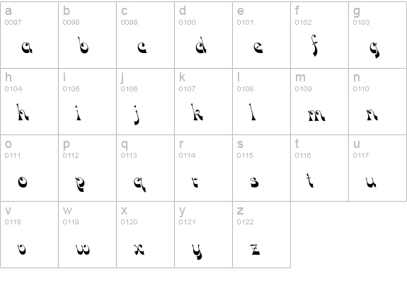 DownWind lowercase a-z preview
