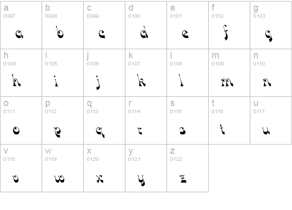 Downwind Regular lowercase a-z preview