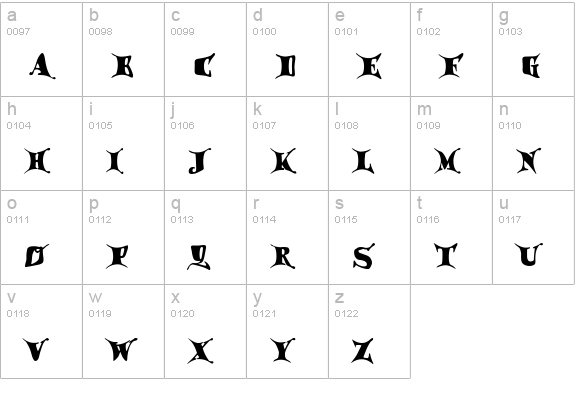 Draggletail lowercase a-z preview