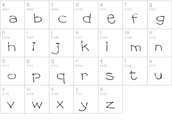 Dragline BTN lowercase a-z preview