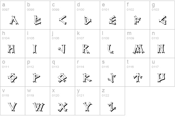 Dragon Order Shadow lowercase a-z preview