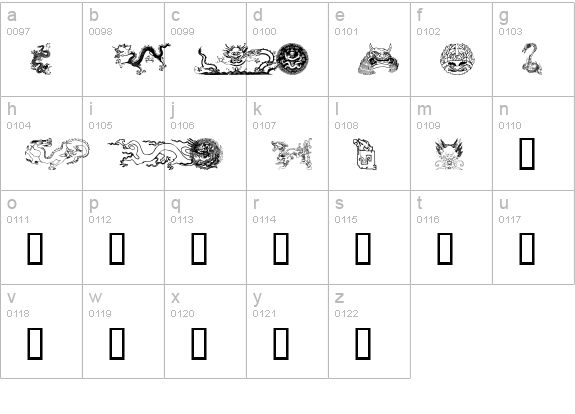 Dragons lowercase a-z preview