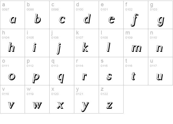DragonShadow-Italic lowercase a-z preview