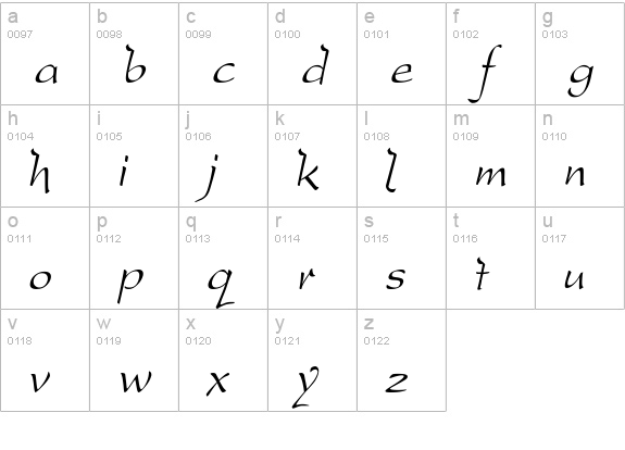 DreamerOne Italic lowercase a-z preview