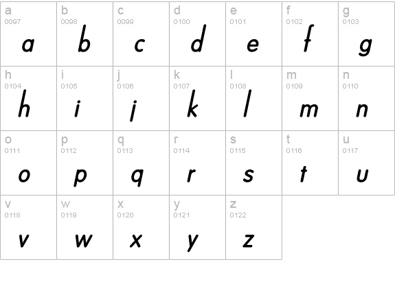 Dreamspeak Bold Italic lowercase a-z preview