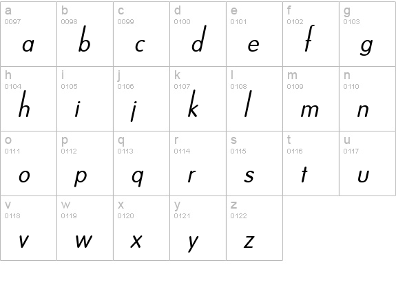 Dreamspeak Italic lowercase a-z preview