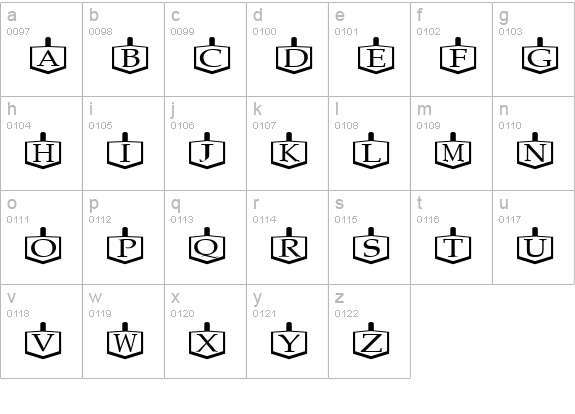 Dreidels Regular lowercase a-z preview