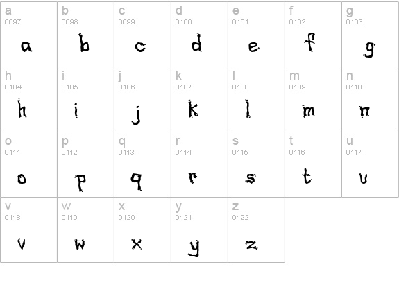 Drippy lowercase a-z preview