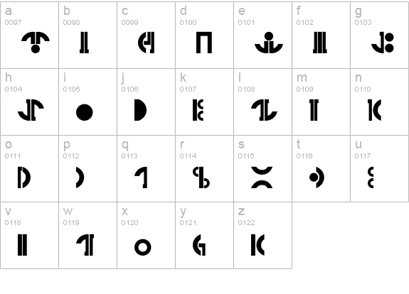 Droid lowercase a-z preview