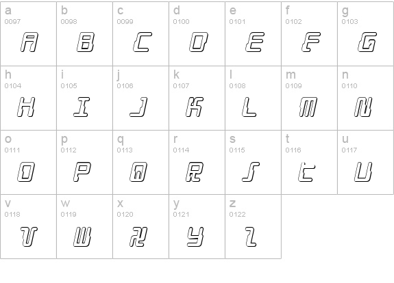 Droid Lover 3D Italic lowercase a-z preview