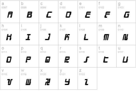 Droid Lover Pro Italic lowercase a-z preview