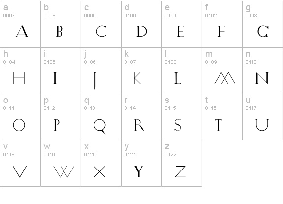 Drone lowercase a-z preview