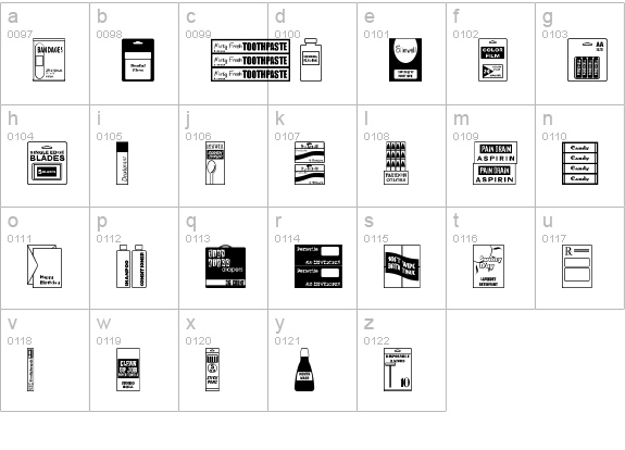 Drug Store Items JL lowercase a-z preview