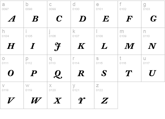 DTL Fleischmann T Medium Italic Caps lowercase a-z preview