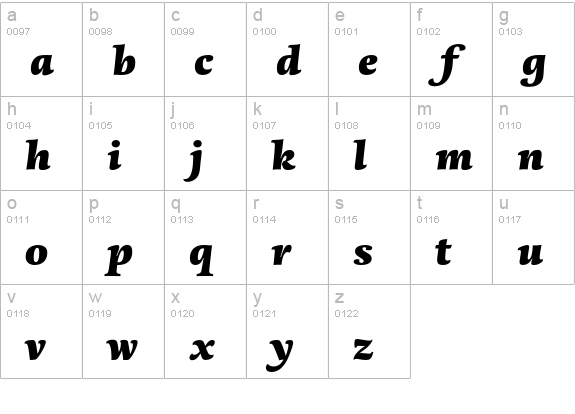 DTLDorianST-HeavyItalic lowercase a-z preview