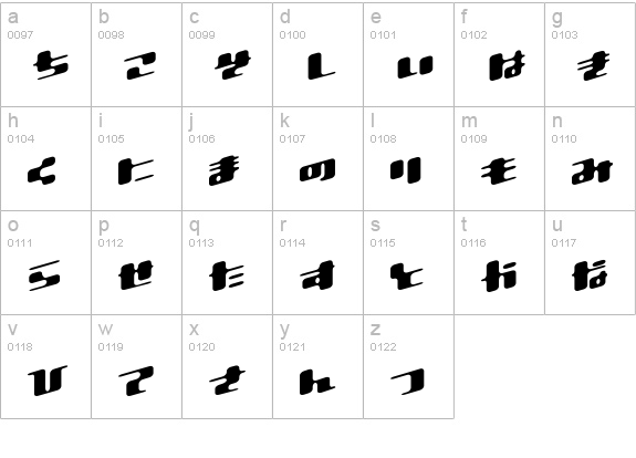 Dtron Italic lowercase a-z preview