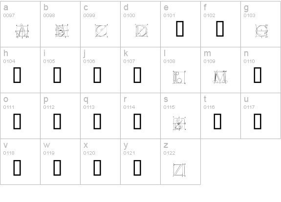 DuererLatinConstructionCapitals lowercase a-z preview
