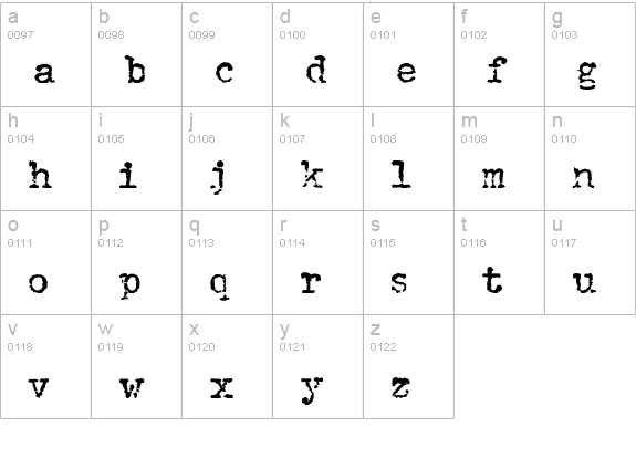 DumbOldTypewriter Bold lowercase a-z preview