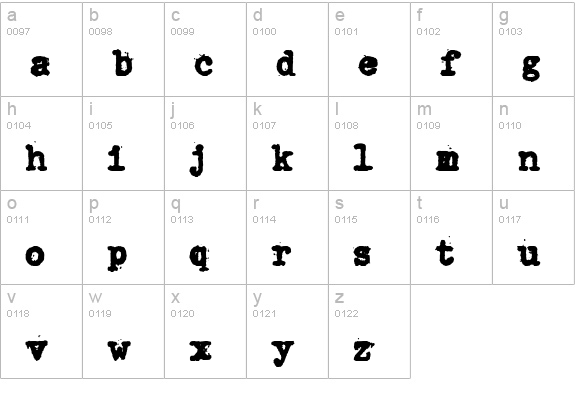 DumbOldTypewriter Heavy lowercase a-z preview