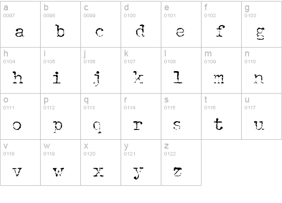 DumbOldTypewriter Light lowercase a-z preview