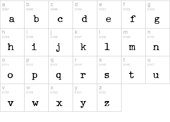 DumbOldTypewriter Normal lowercase a-z preview