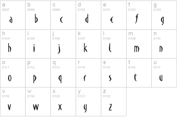 DuMoore-Inline lowercase a-z preview