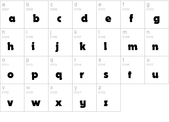 Durango-Bold lowercase a-z preview