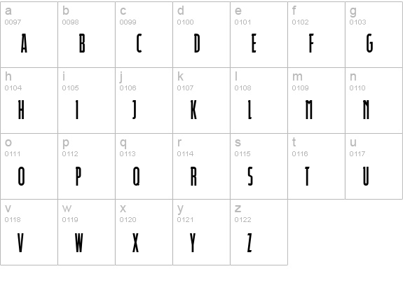 Durango-Compressed-Bold lowercase a-z preview