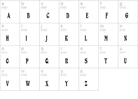 DuvallSmallCapsCondensed lowercase a-z preview