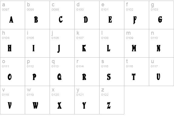 DuvallSmallCapsCondensed Bold lowercase a-z preview