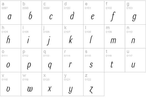 Dynamo Italic L C lowercase a-z preview