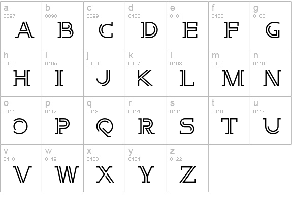 E-Line lowercase a-z preview