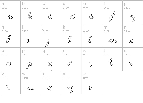 Eagleclaw 3D lowercase a-z preview