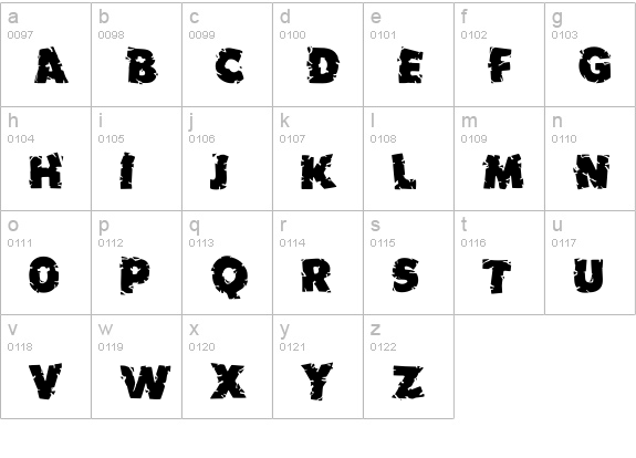 Earthquake MF lowercase a-z preview