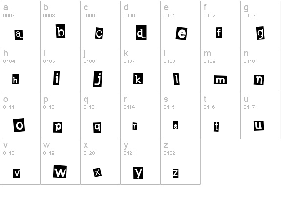 Earwig Factory lowercase a-z preview