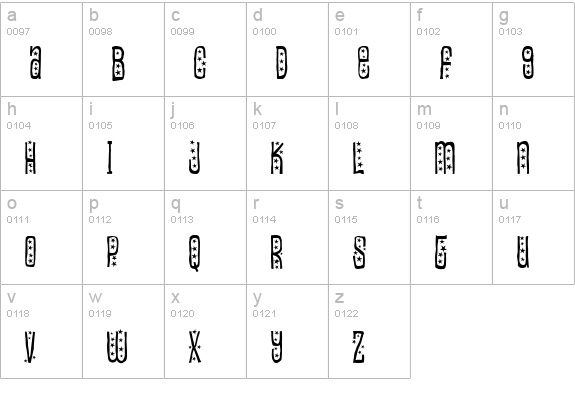 Easily amused lowercase a-z preview