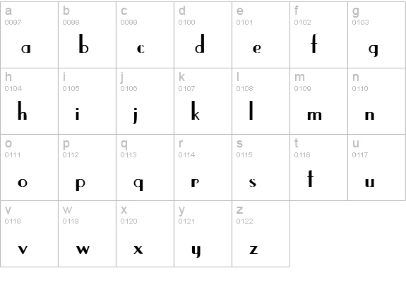 East Side Bold lowercase a-z preview