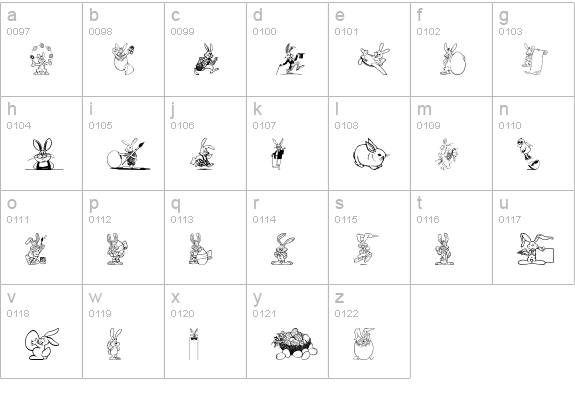 Easter Bunny lowercase a-z preview