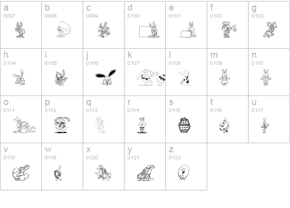 Easter Hoppy lowercase a-z preview