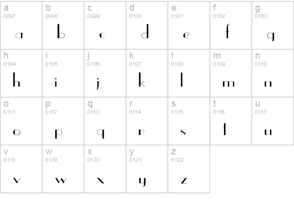 EastSide Wd lowercase a-z preview