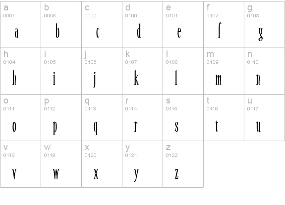 Echelon Condensed lowercase a-z preview