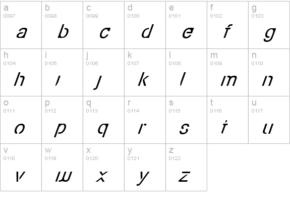 Eco-Files Italic lowercase a-z preview