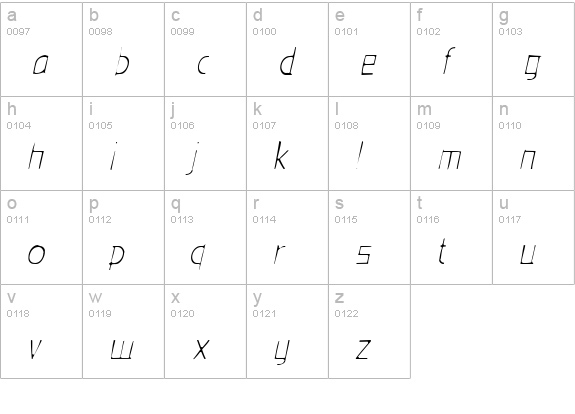 Eden Mills Gaunt Italic lowercase a-z preview