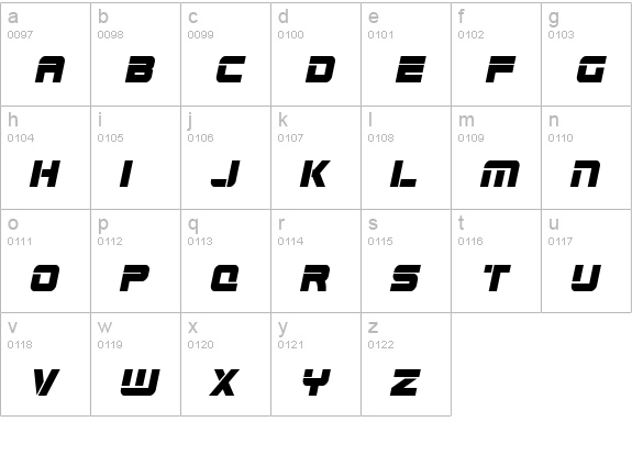 Edge Racer lowercase a-z preview