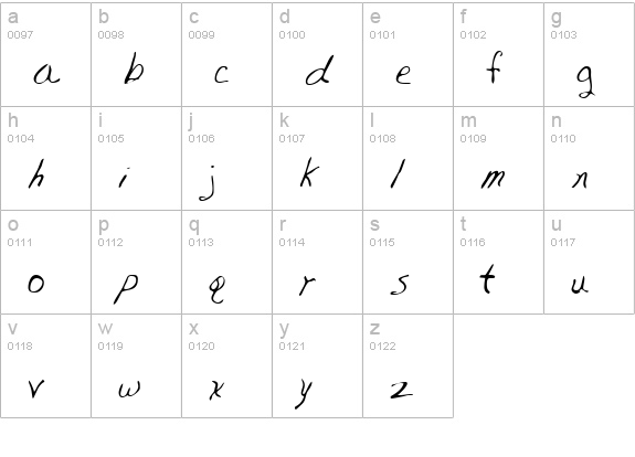 EdmondsHand Regular lowercase a-z preview