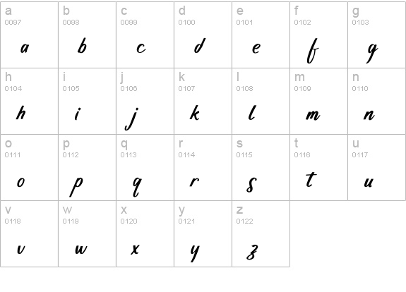 Edward Script Font lowercase a-z preview