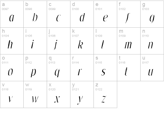Effloresce Gaunt Italic lowercase a-z preview