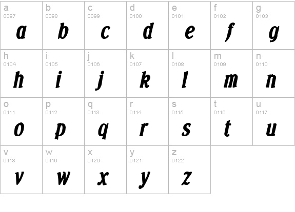 Effloresce Ink Italic lowercase a-z preview